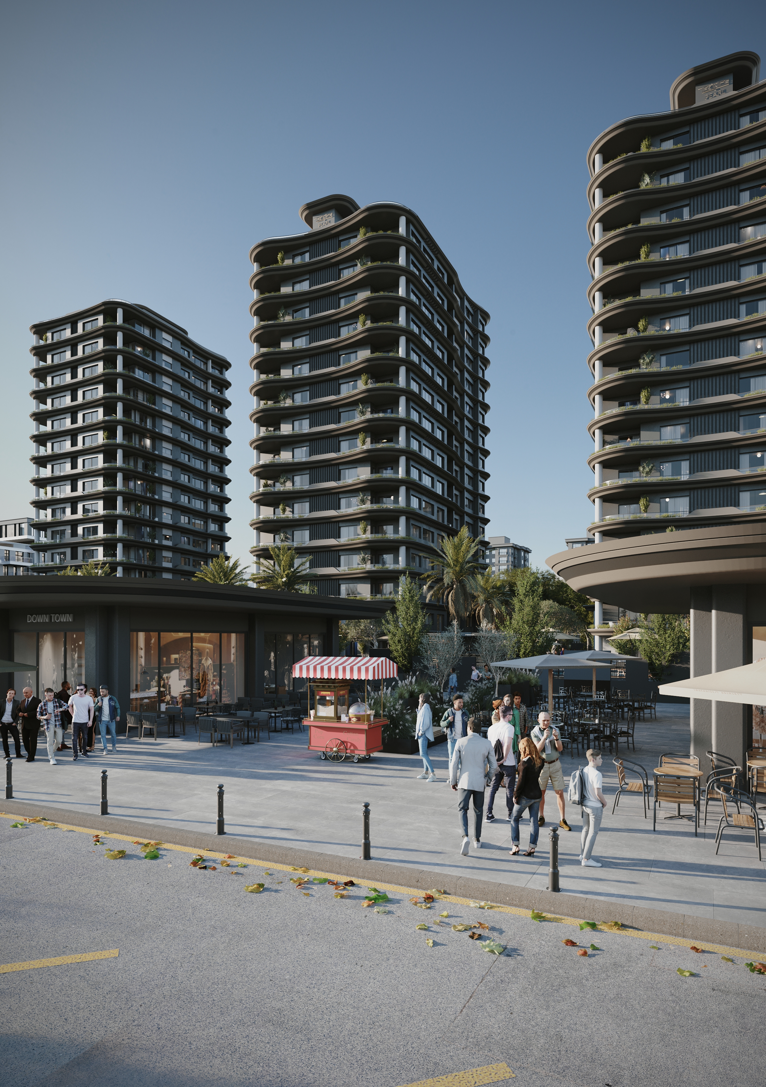 UBB Mersin Tekince Konut Kompleksi - Gündüz & Gece Aydınlatmalı Dış Cephe Görselleştirme